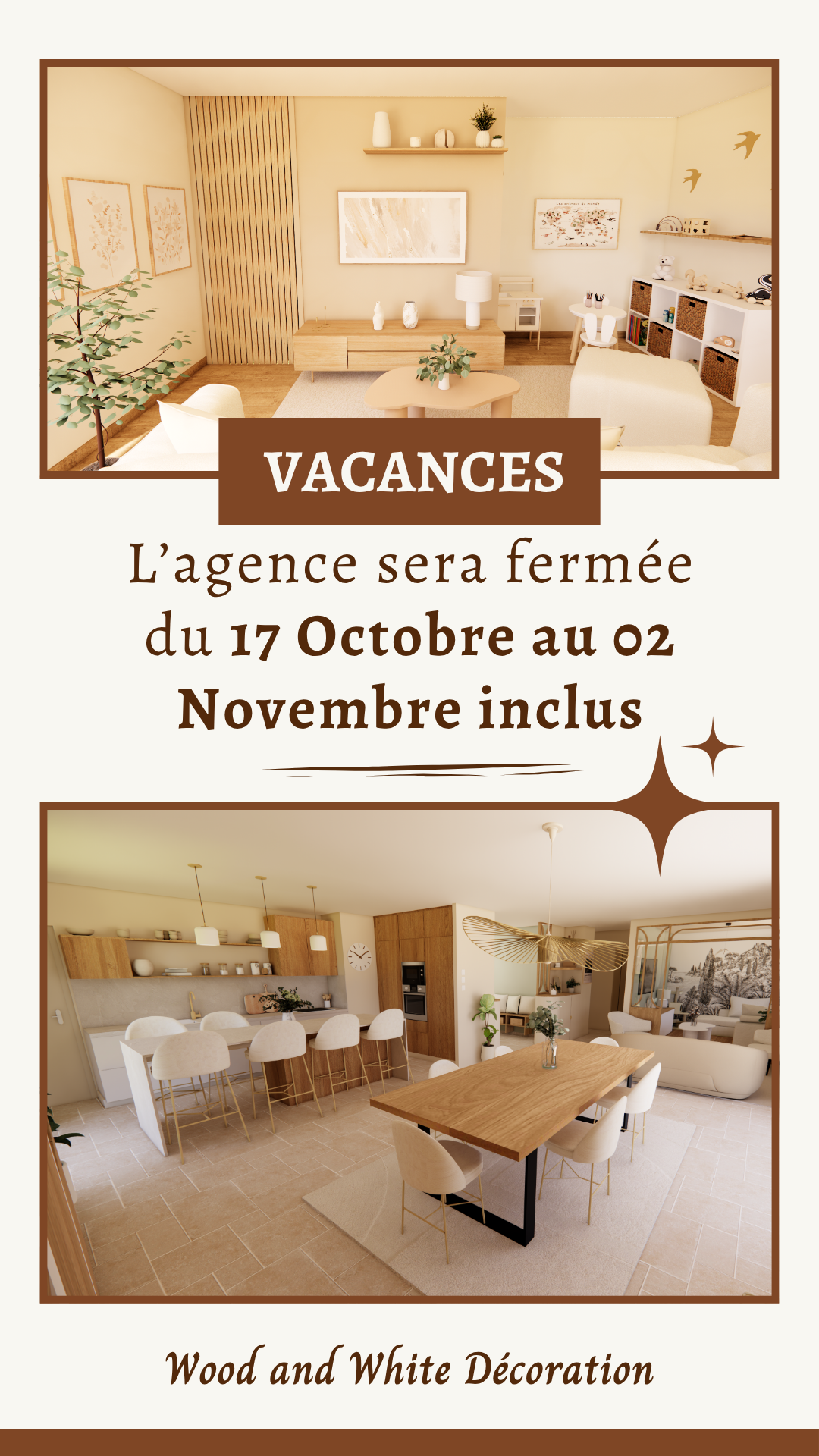 Story Instagram Fermeture Vacances d'été Minimaliste Marron Beige (2)